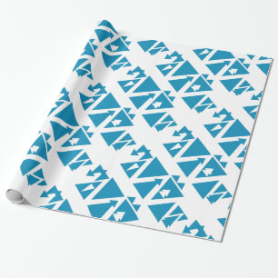 Winter Fir Trees Triangles Geometric Blue Gift Cadeaupapier