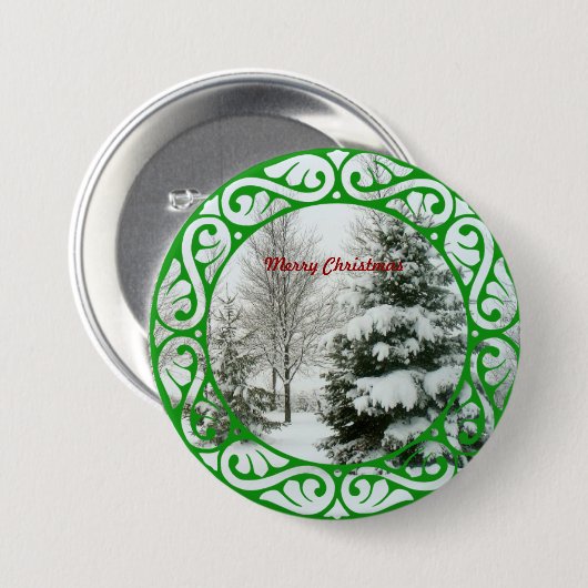 Winter Fir Trees, vrolijk kerstfeest Ronde Button 7,6 Cm (Voorkant /achterkant)