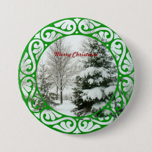 Winter Fir Trees, vrolijk kerstfeest Ronde Button 7,6 Cm