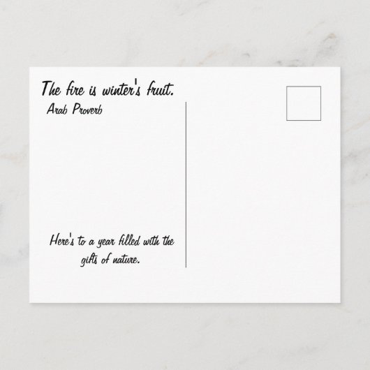 Winter Fire Holiday Briefkaart (Achterkant)