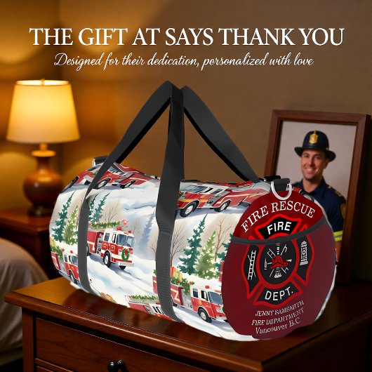 Winter Fire Truck Holiday Personalized Plunjezak