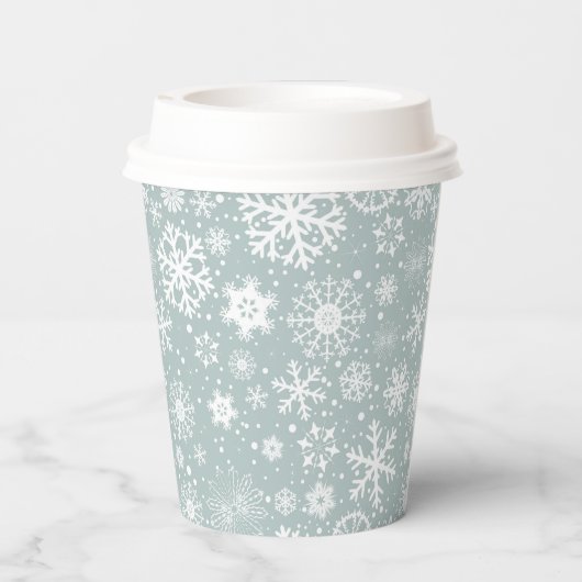 Winter First Birthday Paper Cups Snowflake One Papieren Bekers (Achterkant)