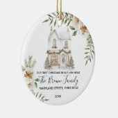 Winter First Christmas In New Home White Floral Keramisch Ornament (Rechts)