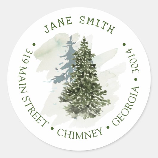 Winter Firth Holiday Round Return Address Ronde Sticker (Voorkant)