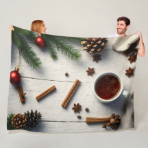 Winter flat-lay samenstelling, een dampende beker