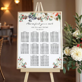 Winter Floral 10 Tables Wedding Seating Chart Poster