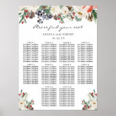 Winter Floral 10 Tables Wedding Seating Chart Poster (Voorkant)