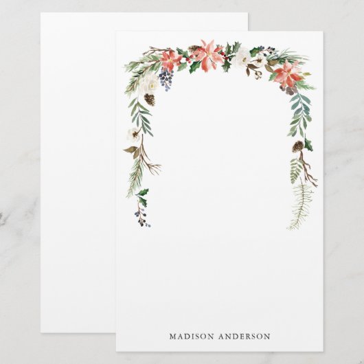 Winter Floral | Aangepaste feestdag Briefpapier (Voorkant / Achterkant)