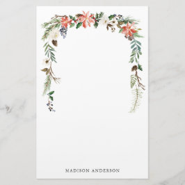 Winter Floral | Aangepaste feestdag Briefpapier