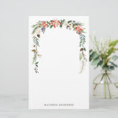 Winter Floral | Aangepaste feestdag Briefpapier (Staand voorkant)
