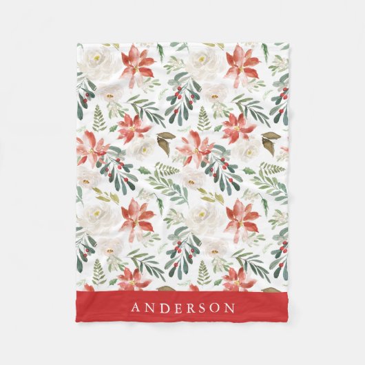 Winter Floral | Aangepaste feestdag Fleece Deken (Voorkant)