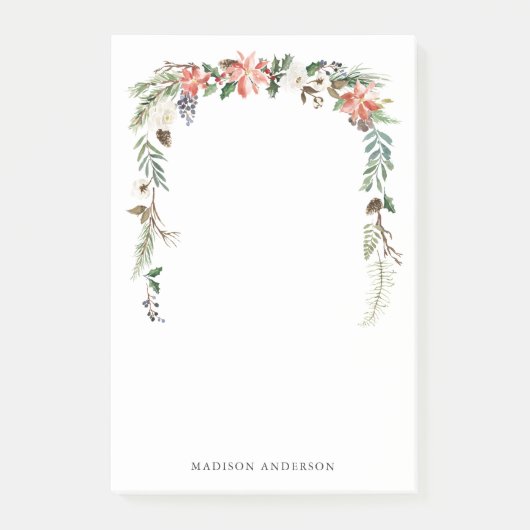 Winter Floral | Aangepaste feestdag Post-it® Notes (Voorkant)