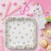 Winter Floral Angels Meisje Baby shower Papieren Bordje (Feest)