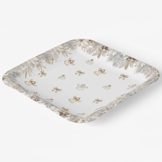 Winter Floral Angels Meisje Baby shower Papieren Bordje (Gebogen)