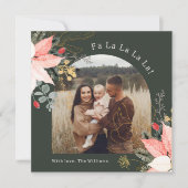 Winter Floral Arch Fa La La La La One Foto Feestdagenkaart (Voorkant)