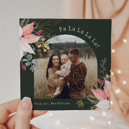 Winter Floral Arch Fa La La La La One Foto Feestdagenkaart