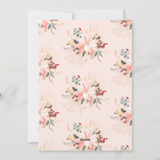 Winter Floral Arch Green Happiest Feestdagen Foto Feestdagenkaart (Achterkant)