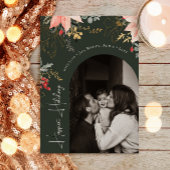 Winter Floral Arch Green Happiest Feestdagen Foto Feestdagenkaart