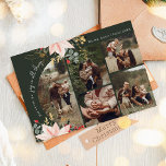 Winter Floral Arch Joy In All Things Five Foto Feestdagenkaart<br><div class="desc">Deze winterse bloemenboogvreugde in alles heeft een grillig en elegant ontwerp met levendige waterverf-afbeeldingen van rode en roze poinsettia's en delicaat wintergroen. Met chique botanische elementen zoals dennen-, hulst- en winterbessen, voegt het kleurrijke palet van de kaart, inclusief stoffig roos en gouden accenten, een boho-touch toe aan een moderne vakantie-esthetiek....</div>