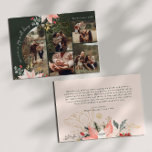 Winter Floral Arch Joy In All Things Five Foto Feestdagenkaart<br><div class="desc">Deze winterse bloemenboogvreugde in alles heeft een grillig en elegant ontwerp met levendige waterverf-afbeeldingen van rode en roze poinsettia's en delicaat wintergroen. Met chique botanische elementen zoals dennen-, hulst- en winterbessen, voegt het kleurrijke palet van de kaart, inclusief stoffig roos en gouden accenten, een boho-touch toe aan een moderne vakantie-esthetiek....</div>