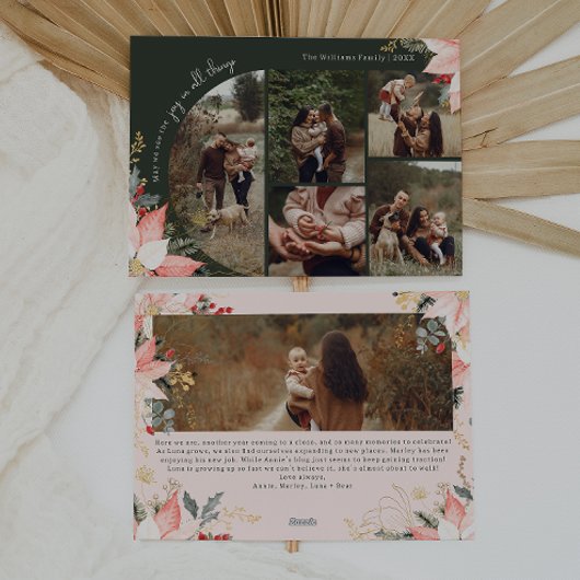 Winter Floral Arch Joy In All Things Six Foto Feestdagenkaart