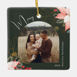 Winter Floral Arch Vrolijke Kerstvakantie Keramisch Ornament