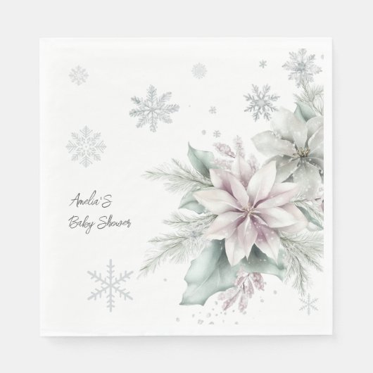 Winter Floral Baby shower Servet (Voorkant)