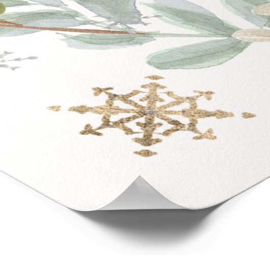 Winter Floral Baby shower Welkomstteken Poster (Hoek)