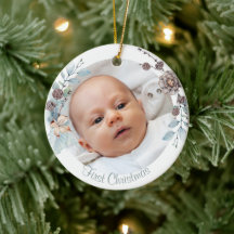 Winter Floral Baby's Eerste kerstfoto Keramiek