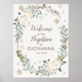 Winter Floral Baptism Welkomstteken Poster (Voorkant)
