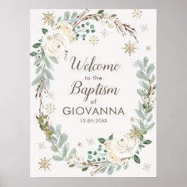 Winter Floral Baptism Welkomstteken Poster