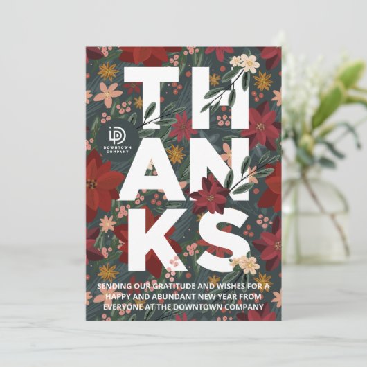 Winter Floral Bedankt Business Holiday Card Feestdagenkaart (Staand voorkant)