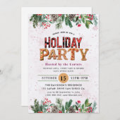 Winter Floral Berries Holiday Party Kaart (Voorkant / Achterkant)