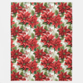 Winter Floral Blanket Red Poinsettia Home Gift Fleece Deken (Voorkant)