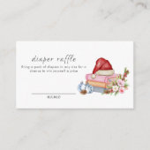 Winter Floral Books Diaper Raffle Baby Shower  Informatiekaartje (Voorkant)