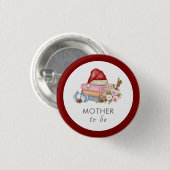 Winter Floral Books Mother To Be Baby Shower Ronde Button 3,2 Cm (Voorkant /achterkant)