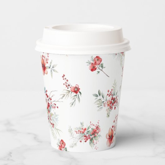 Winter Floral Botanical Christmas Vrijgezellenfees Papieren Bekers (Achterkant)