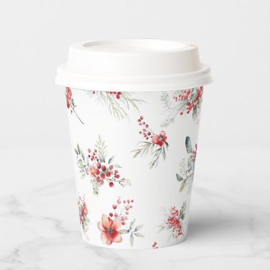 Winter Floral Botanical Christmas Vrijgezellenfees Papieren Bekers (Voorkant)