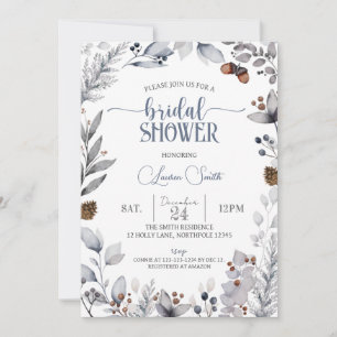 Winter Floral Bridal Shower Kaart