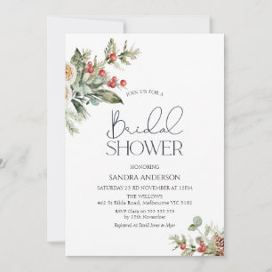 Winter Floral Bridal Shower Kaart
