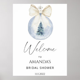 Winter floral bridal shower welcome sign poster