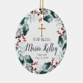 Winter Floral Burgundy - Gepersonaliseerd meisje Keramisch Ornament (Rechts)