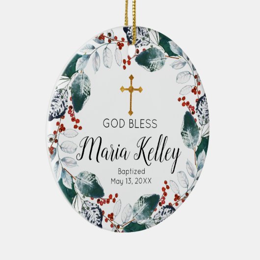 Winter Floral Burgundy - Gepersonaliseerd meisje Keramisch Ornament (Rechts)