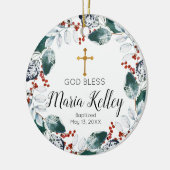 Winter Floral Burgundy - Gepersonaliseerd meisje Keramisch Ornament (Links)