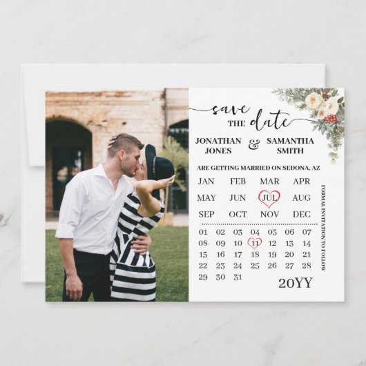 Winter Floral Calendar with Photo Save The Date (Voorkant)