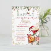 Winter Floral Christmas Happily Ever After Party Kaart (Staand voorkant)