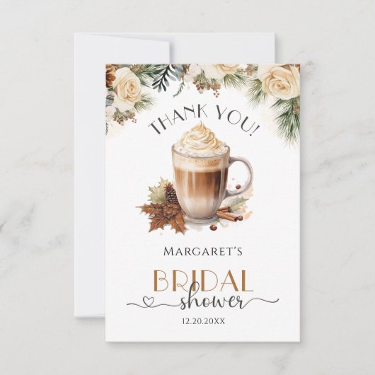 Winter Floral Coffee Vrijgezellenfeest Dank u kaar Bedankkaart (Voorkant)