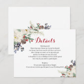 Winter Floral Couples Shower Moderne Details Card Informatiekaartje (Voorkant / Achterkant)