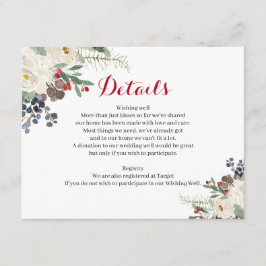 Winter Floral Couples Shower Moderne Details Card Informatiekaartje