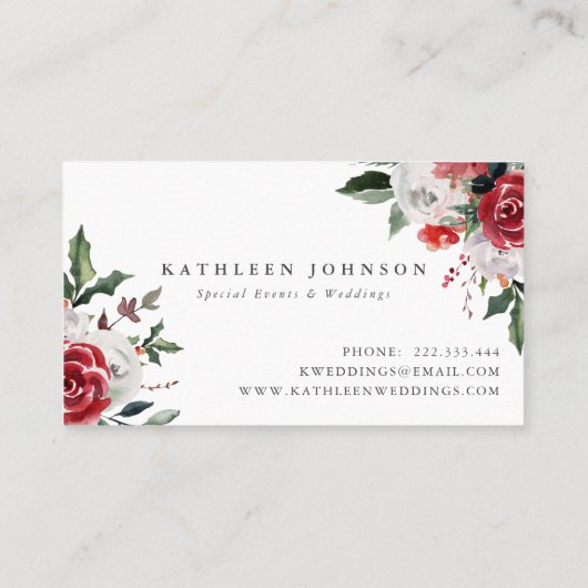 Winter Floral Curtain Backdrop Weddenlijst Visitekaartje (Achterkant)